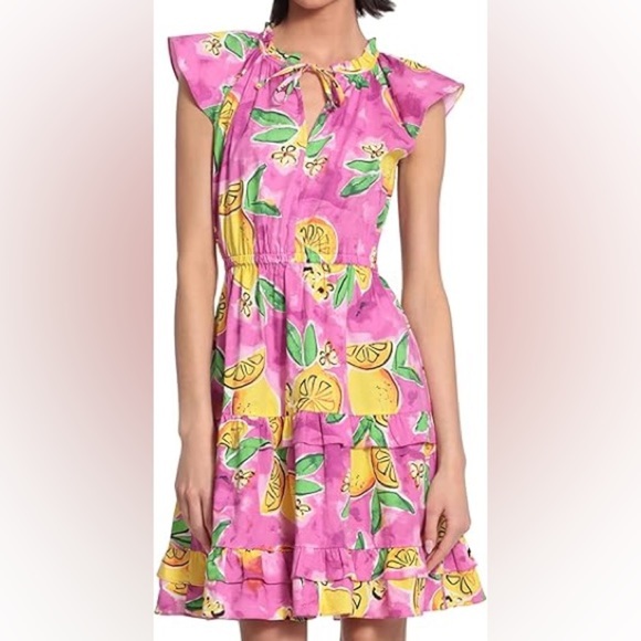 Donna Morgan Purple Dress with Lemon Print | size 8 | - Picture 1 of 9